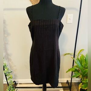 Black Pinstripe Spaghetti Strap Dress